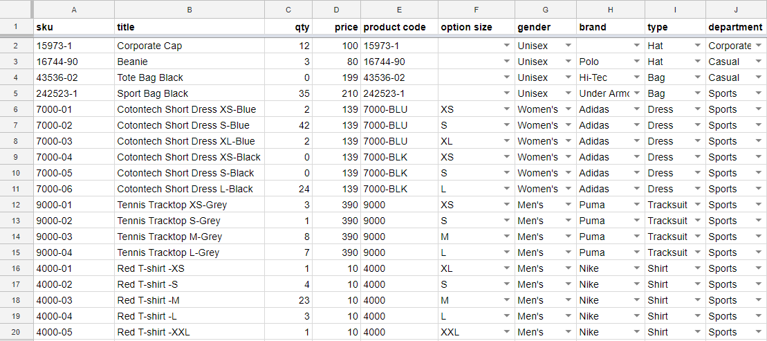 spreadsheets