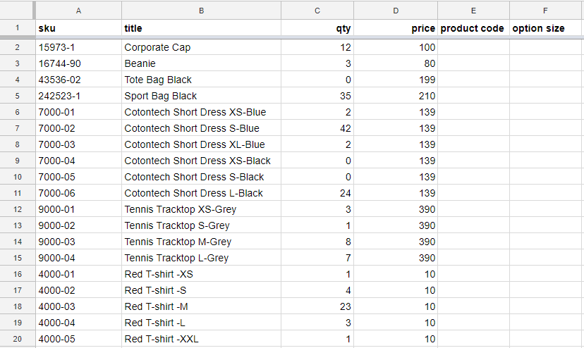 spreadsheets