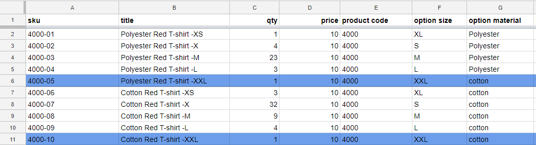 spreadsheets